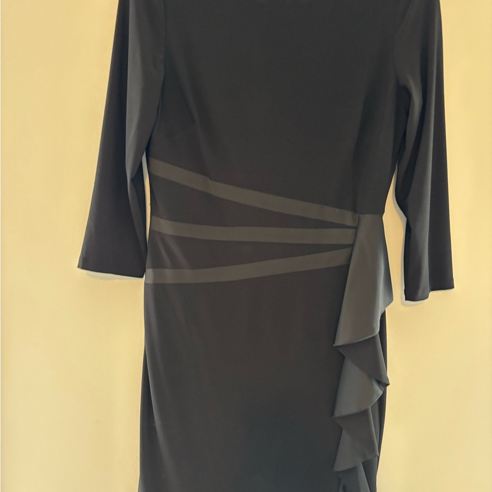 American Living Black Long Sleeve Dress with Ruffle Detail